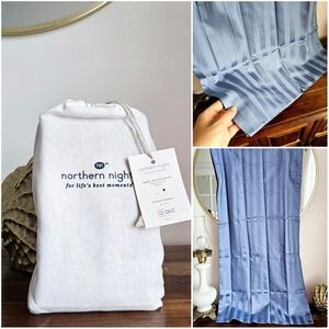 Northern Nights 500TC Damask Set Of 2 Luxury Blue King Pillowcases 100% Cotton